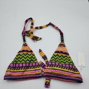 Milly Printed Cabana Borcay Halter Bikini Top Size XS